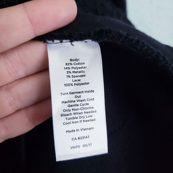 Talbots Black Cotton Blend Lace Trim Knitted Top - Picture 5 of 6